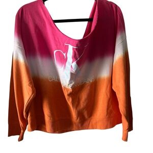Calvin Klein Women's Pink and Orange Ombre Sweatshirt